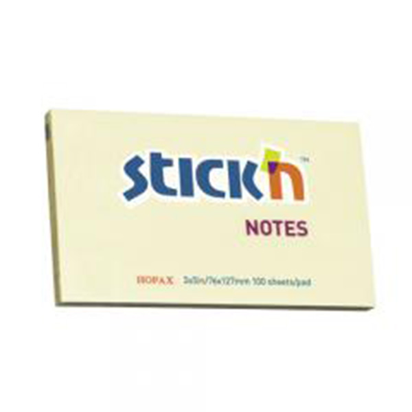 Stick N 76x127mm 100sheets Pastel Paper Yellow