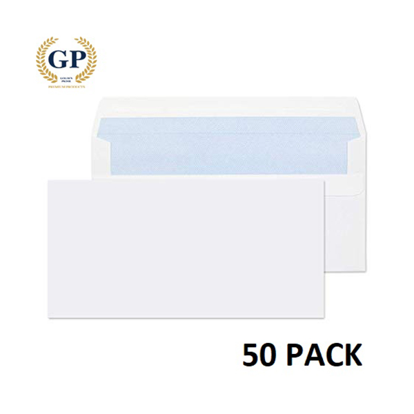 Golden Prime White Envelopes 110x220mm 50pcs